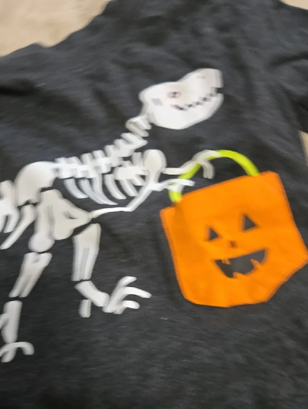 Cat & Jack Gray and Dark Gray Dinosaur Skeleton with Orange Pumpkin Set